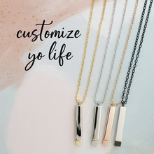 Load image into Gallery viewer, Personalized Hidden Message Bar Necklace (Gold/Silver, Silver/Silver, Rose Gold/Silver, or Black/Silver
