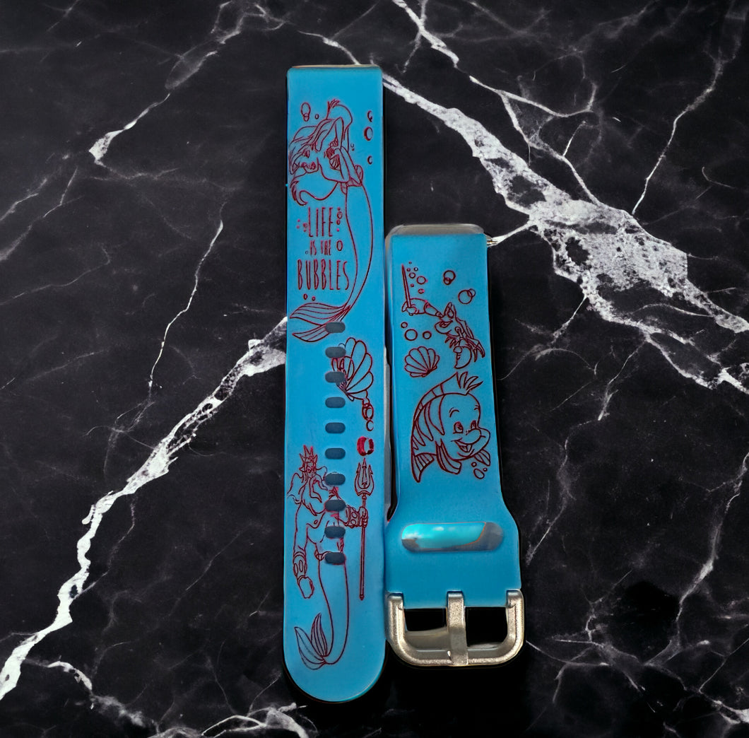 life's the bubbles inspired by the little mermaid with permanent ink Engraved Watch Bands Samsung
