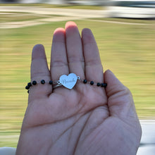 Load image into Gallery viewer, Personalized engraved Heart-Shaped Stainless Steel Bracelet with black beads
