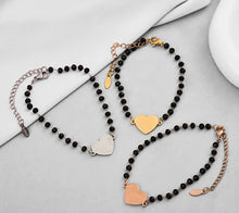 Load image into Gallery viewer, Personalized engraved Heart-Shaped Stainless Steel Bracelet with black beads
