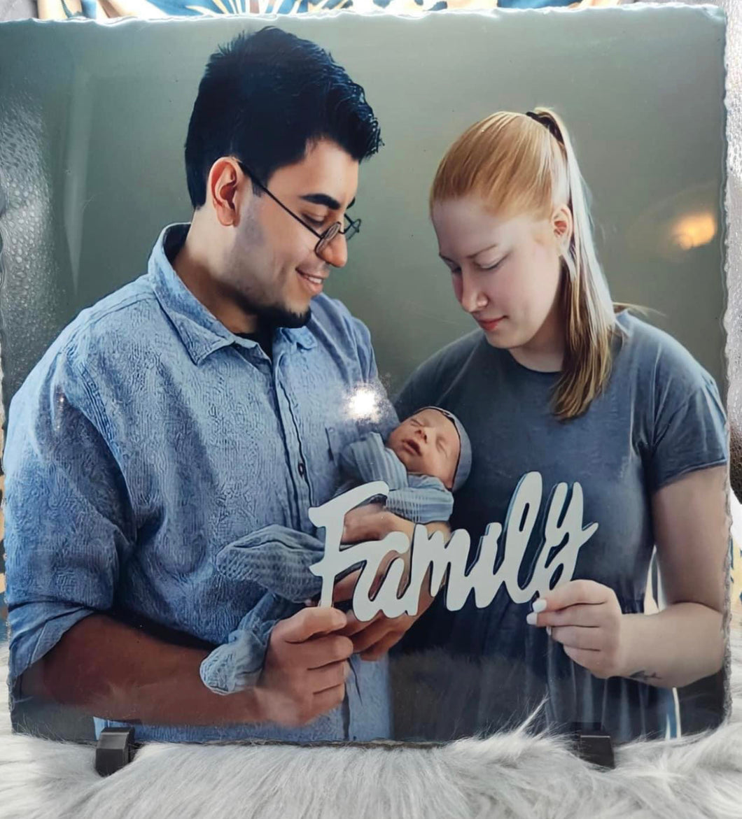 Personalized Photo Slate Plaque, Rock Slab, Custom Name Loss Gift, Memorial Poem on Solid Rock, Keepsakes