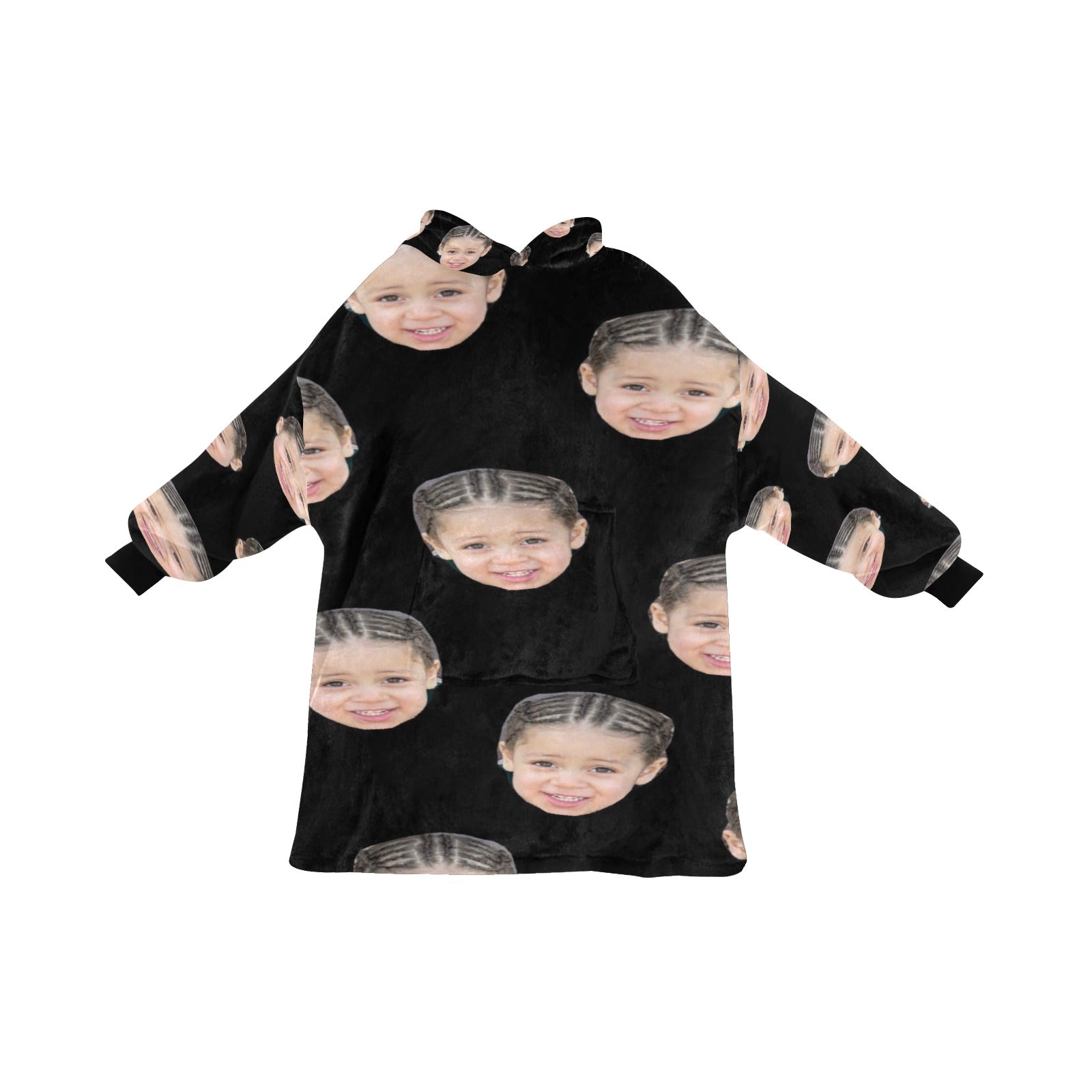 Personalized favorite pet cat face photos Blanket Hoodie