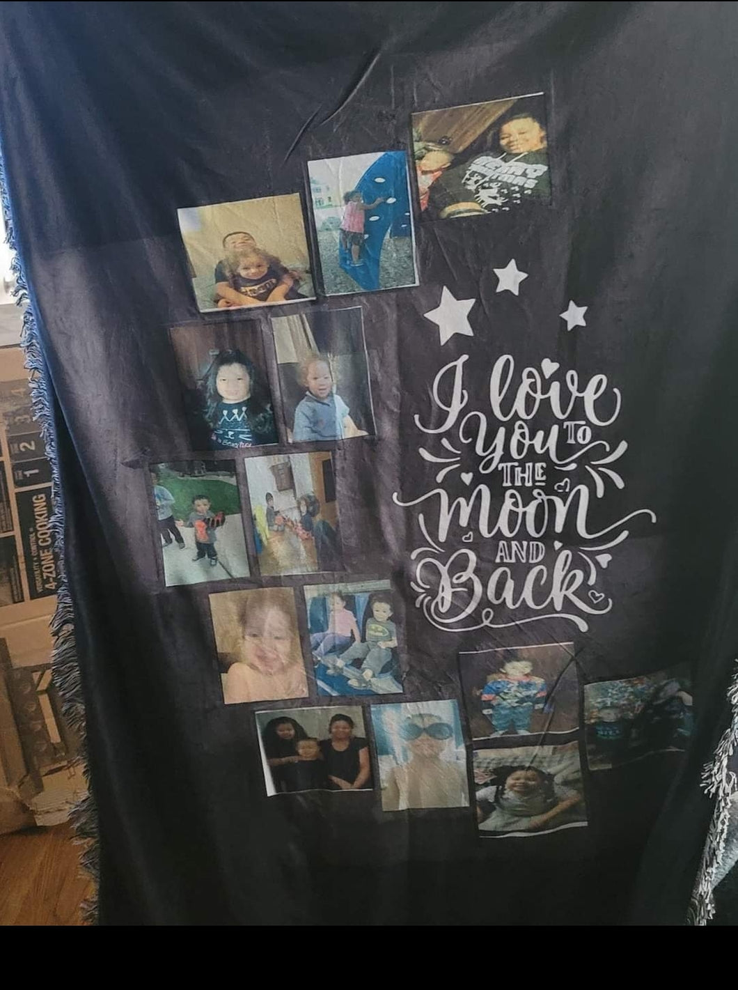 Personalized Photo Blanket I Love You To The Moon And Back Custom Photo Collage 14 Pictures